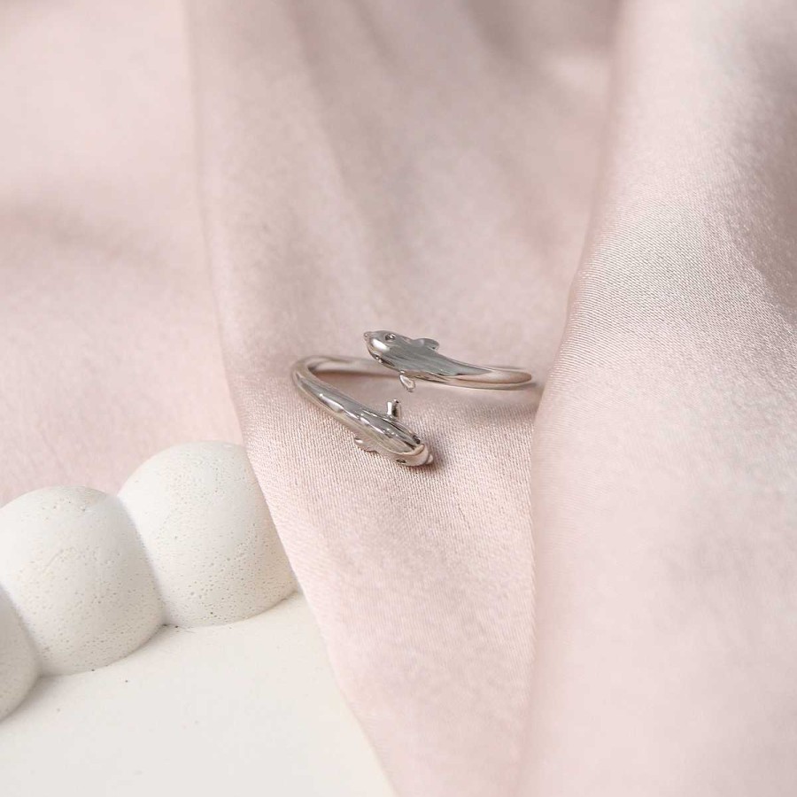 Rings Salty | Cute Double Dolphines Silver Band