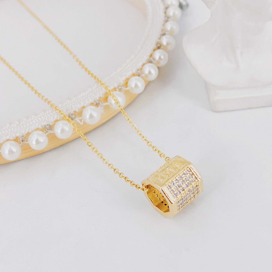 Necklaces Salty | Golden Zircon Elegance Necklace