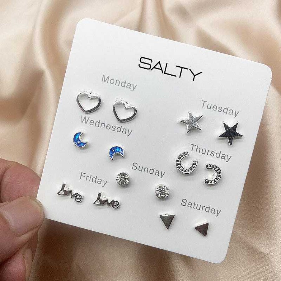 Earrings Salty | Midnight Weekly 7 Stud Earrings Set