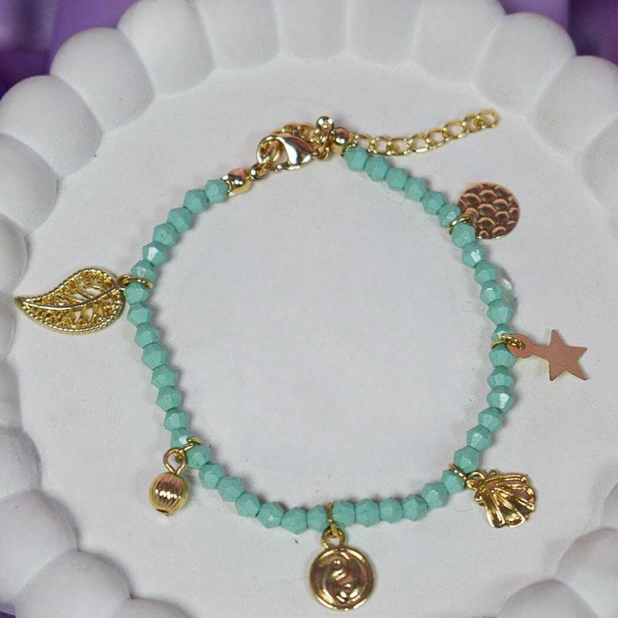 Bracelets Salty | Sea Green Beaded Charms Bracelet