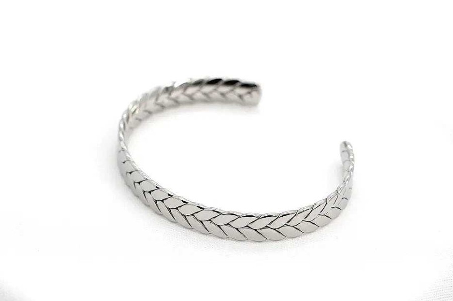 Mens Bracelets Salty | Snakeskin Silver Cuff Bracelet