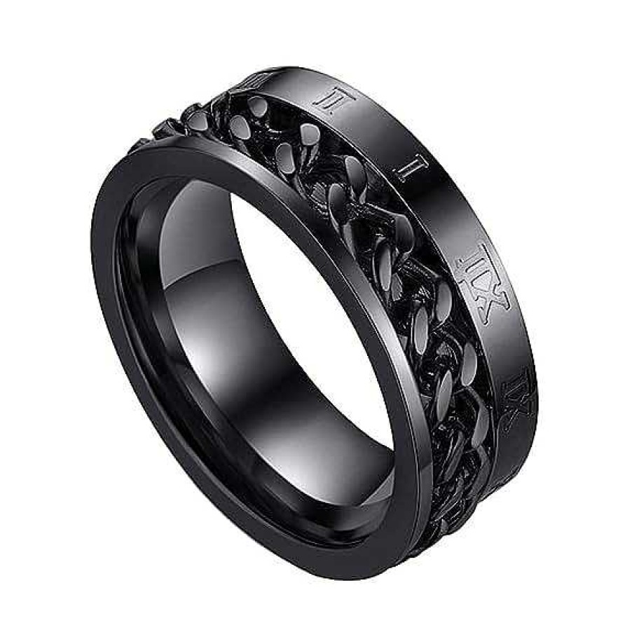 Mens Rings Salty | Arne Link-Chain Ring - Black