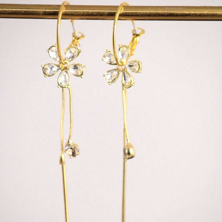 Earrings Salty | Floral Golden Hoops Earrings