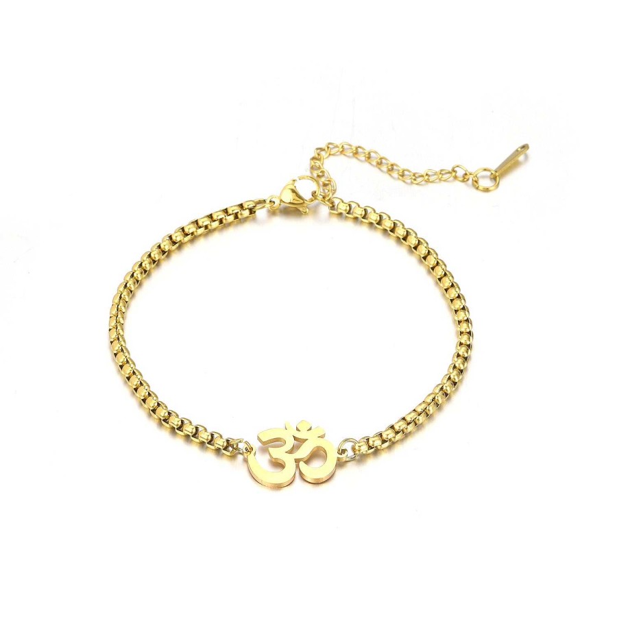 Mens Bracelets Salty | Auspicious "Om" Gold Bracelet