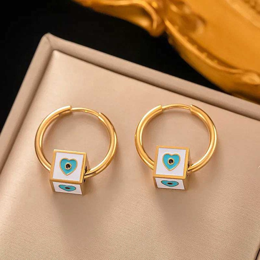 Earrings Salty | Tribal Turquoise Golden Hoops