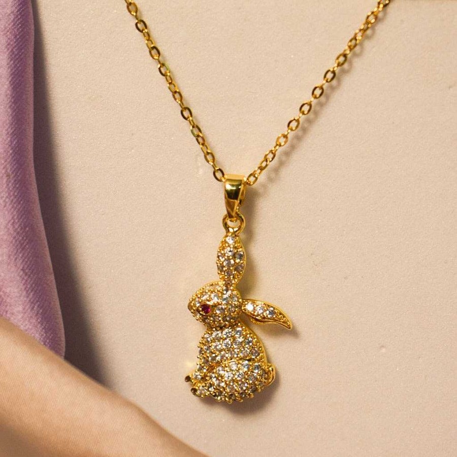 Necklaces Salty | Golden Bunny Whimsy Necklace