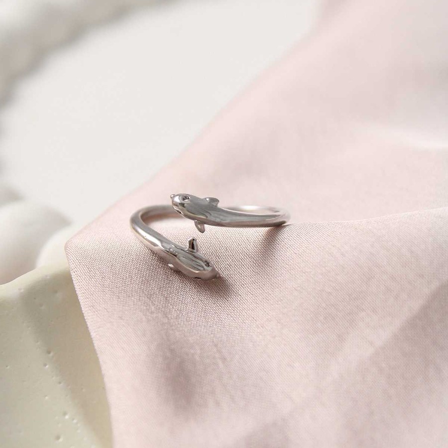 Rings Salty | Cute Double Dolphines Silver Band