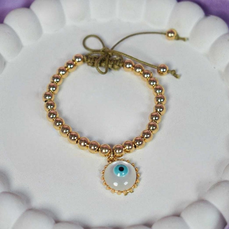 Bracelets Salty | Golden Retro Evil Eye Bracelet