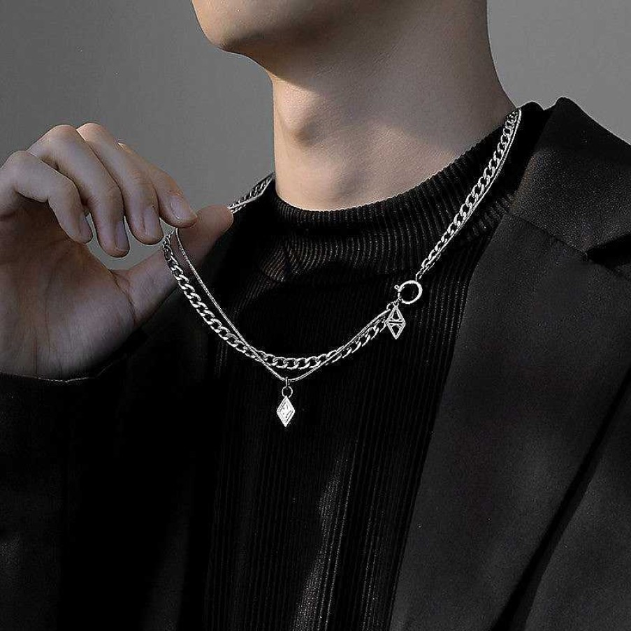 Mens Chains Salty | Dual Silver Stratum Chain