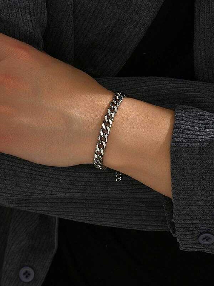 Mens Bracelets Salty | Classic Cuban Silver Bracelet