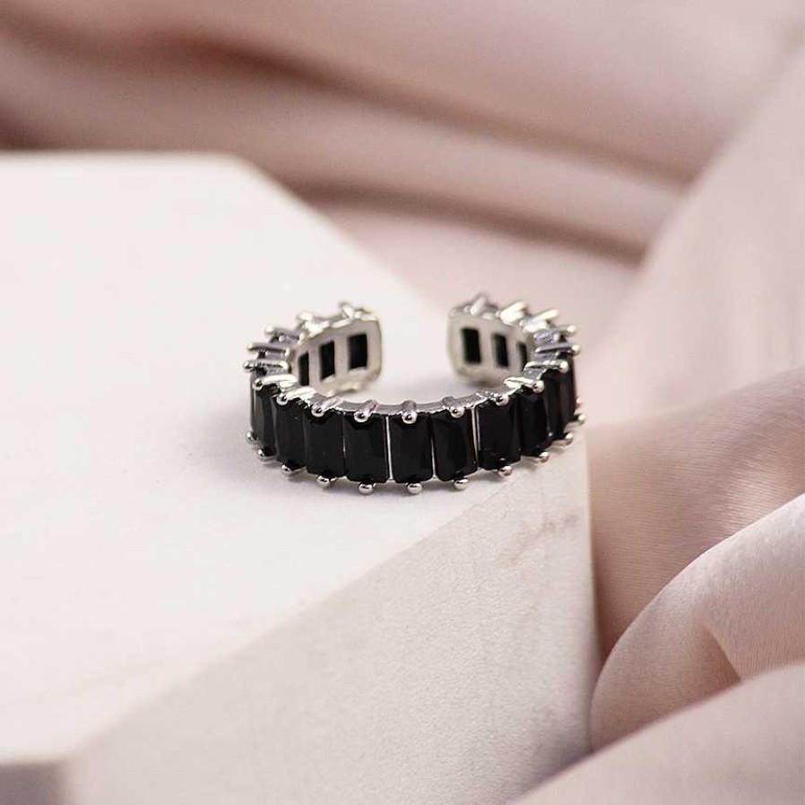 Rings Salty | Black Cubic Tennis Ring - Silver