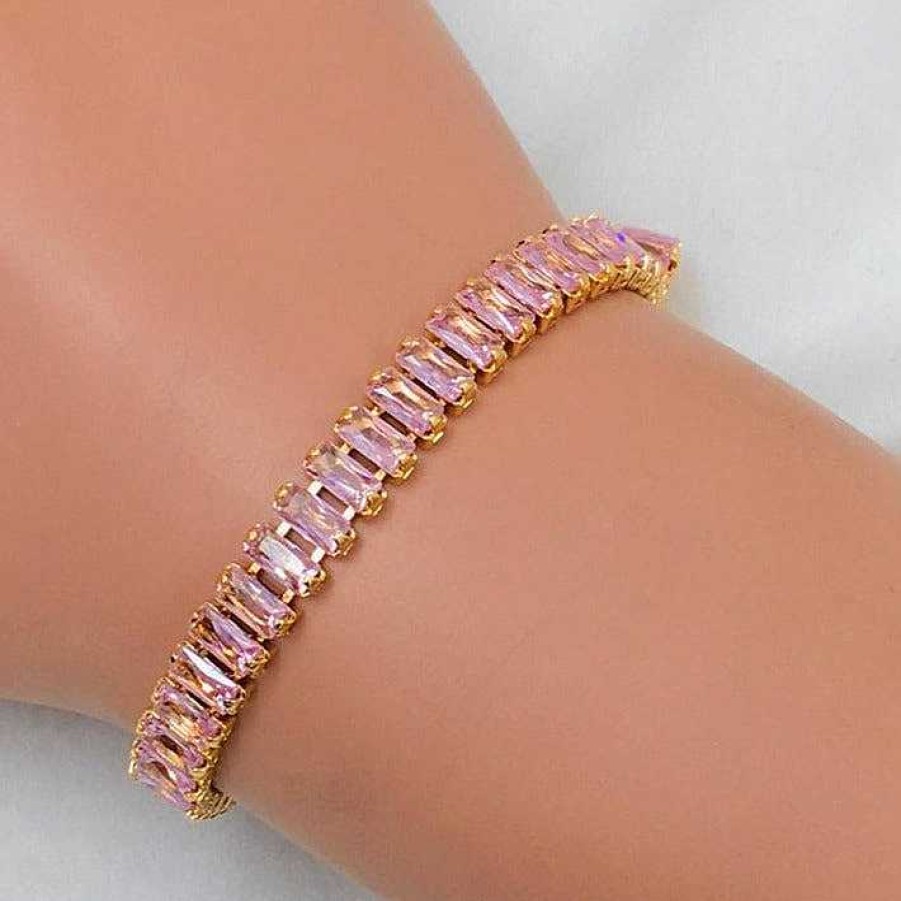 Bracelets Salty | Pink Hue Diamond Tennis Bracelet