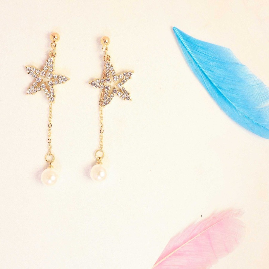 Earrings Salty | Star Pearl Tassel Earrings