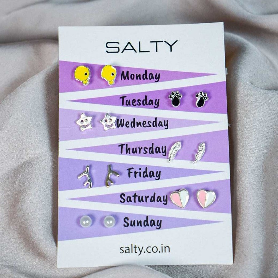 Earrings Salty | Happiness Weekly 7 Stud Earrings Set