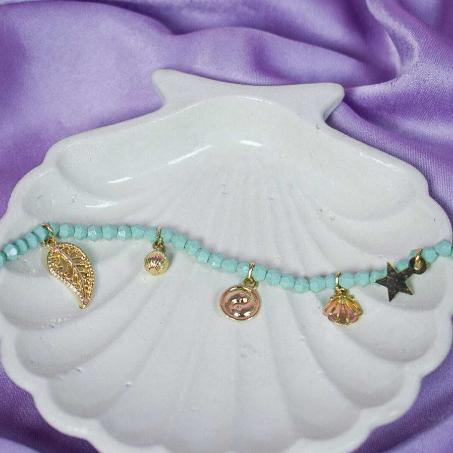 Bracelets Salty | Sea Green Beaded Charms Bracelet