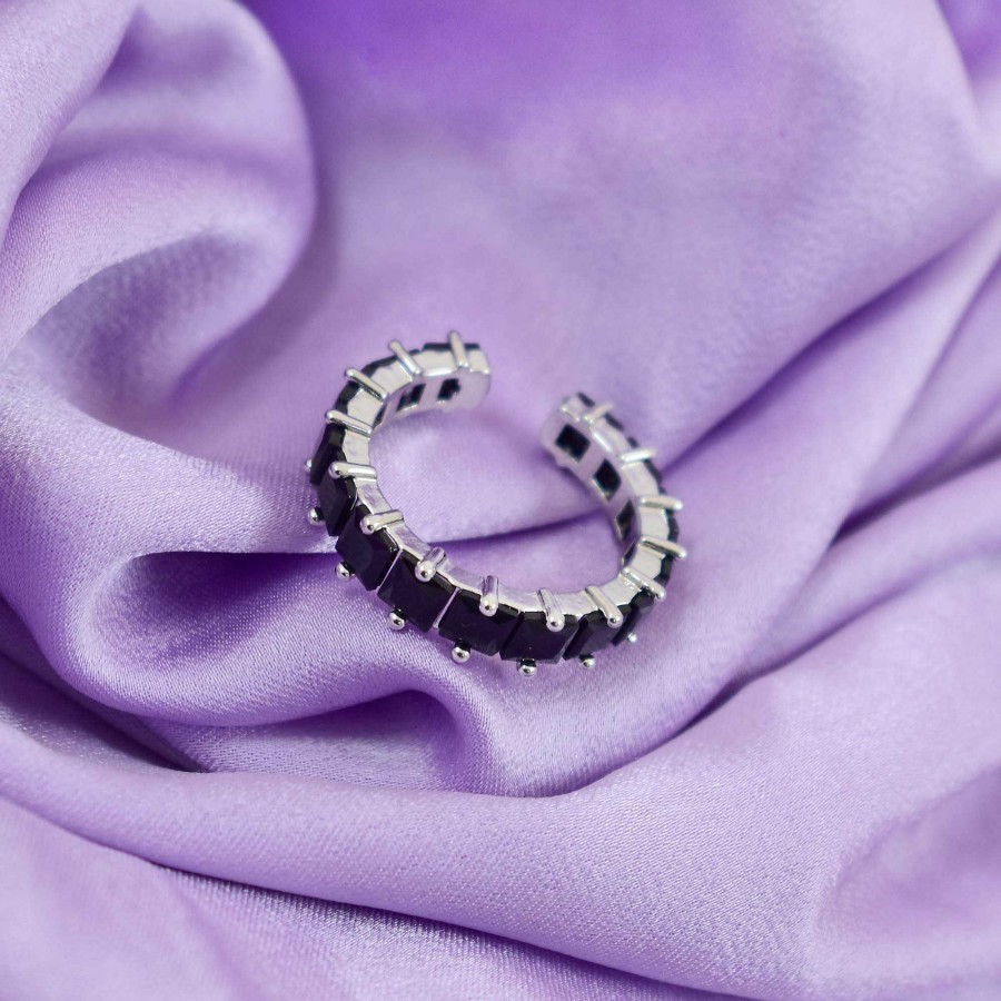 Rings Salty | Black Cubic Tennis Ring - Silver