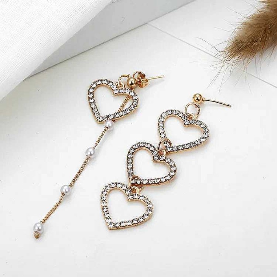 Earrings Salty | Mis Match Heart Long Drop Earrings