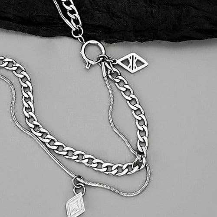 Mens Chains Salty | Dual Silver Stratum Chain