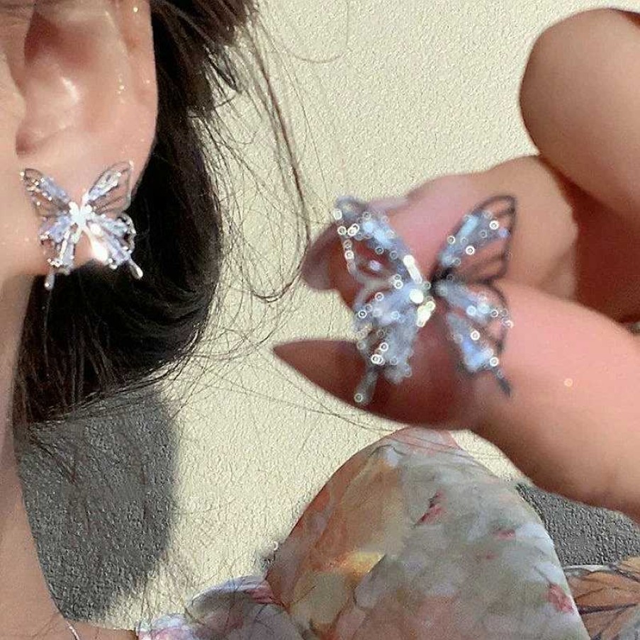 Earrings Salty | Diamond Butterfly Stud Earrings