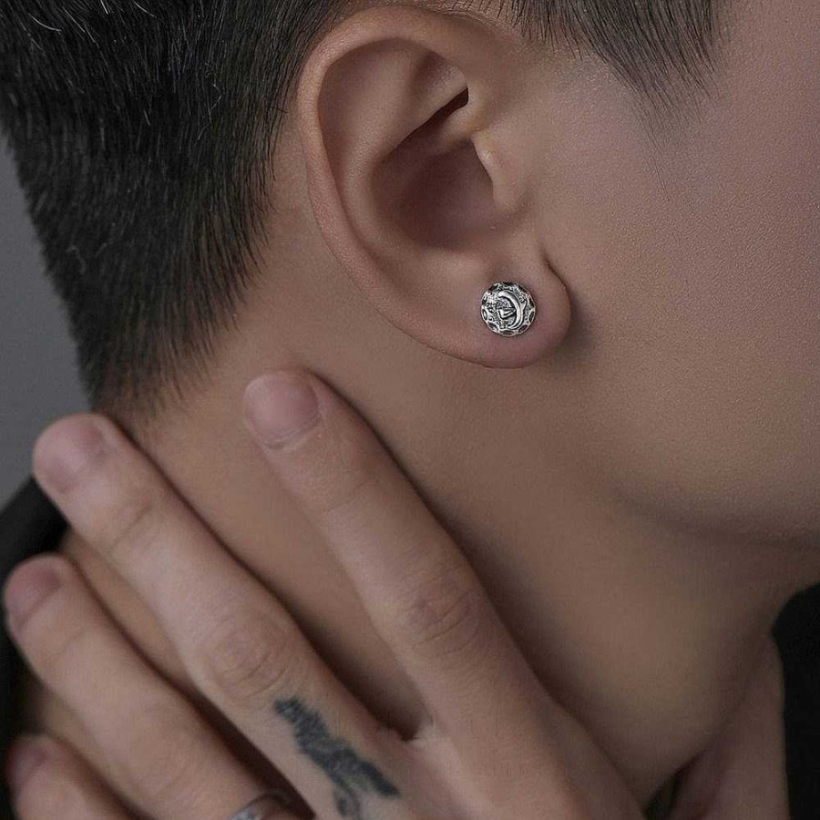 Mens Earrings Salty | Raven Silver Studs