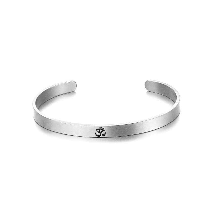 Mens Bracelets Salty | Sacred "Om" Silver Band