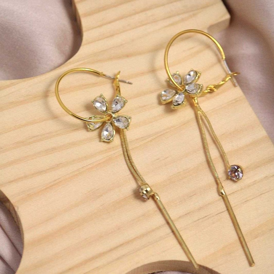 Earrings Salty | Floral Golden Hoops Earrings