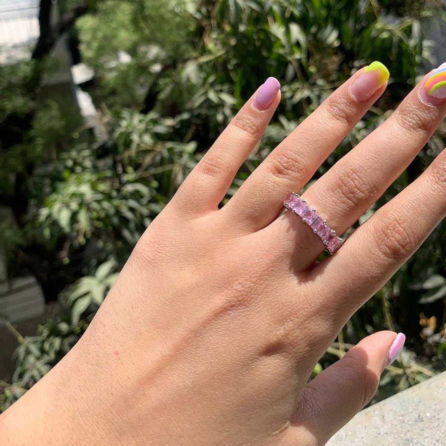 Rings Salty | Cubic Pink Sapphire Tennis Ring