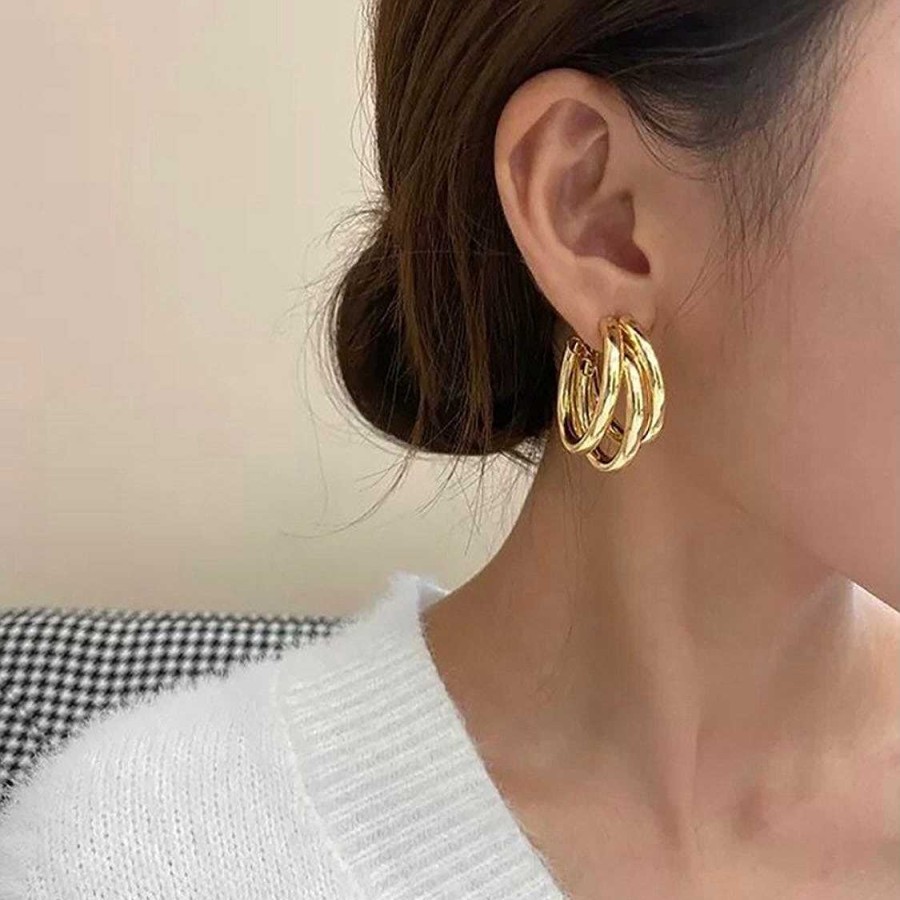 Earrings Salty | Triple Layer Quirky Hoop Earrings