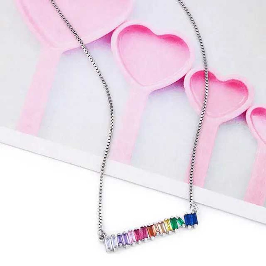 Necklaces Salty | Prismatic Gemcascade Necklace - Silver