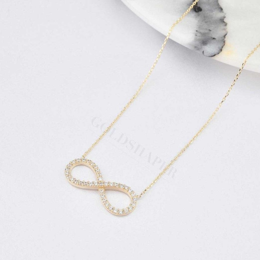 Necklaces Salty | Infinity Love Golden Crystal Necklace