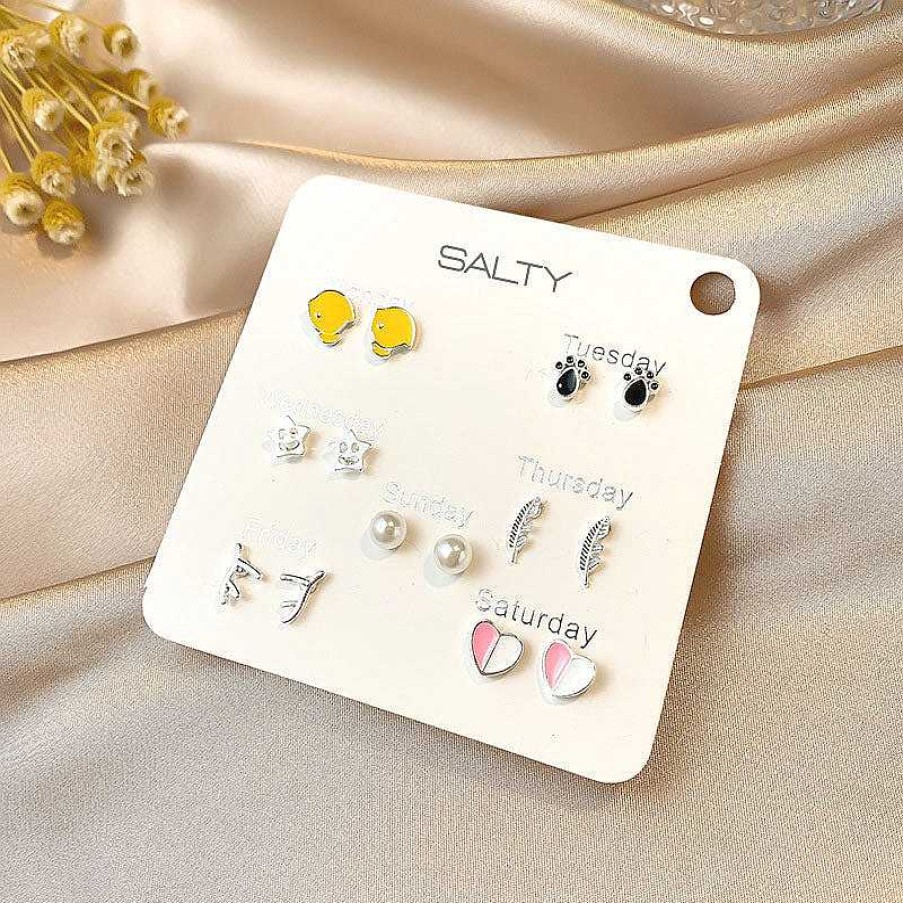 Earrings Salty | Happiness Weekly 7 Stud Earrings Set