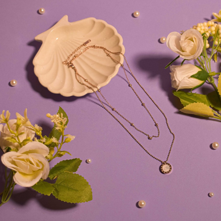 Necklaces Salty | Silken Sheen Rose Gold Necklace