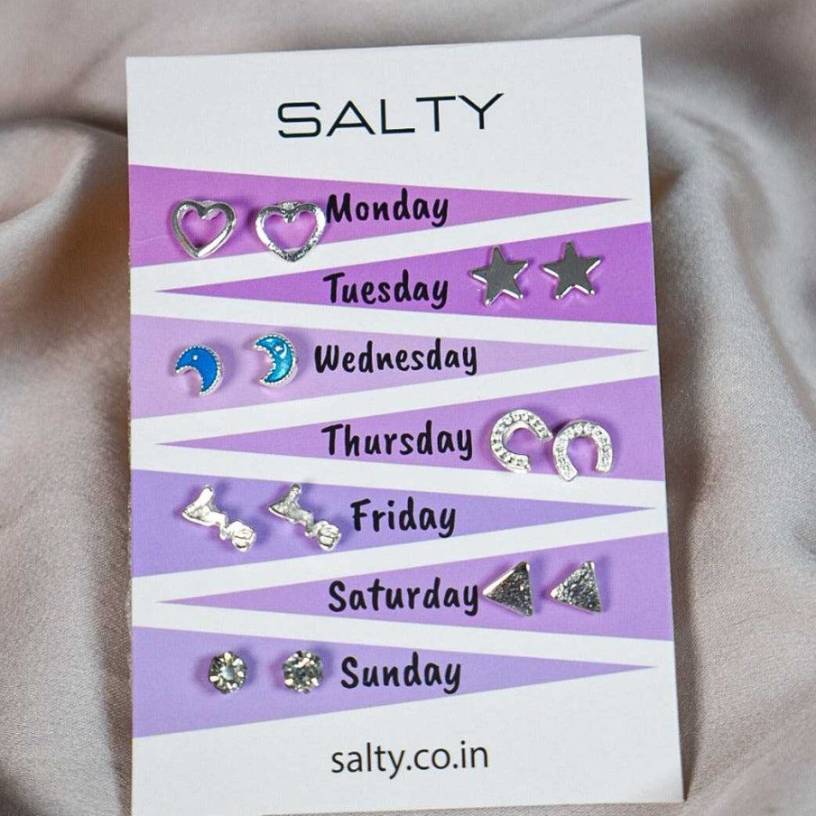 Earrings Salty | Midnight Weekly 7 Stud Earrings Set