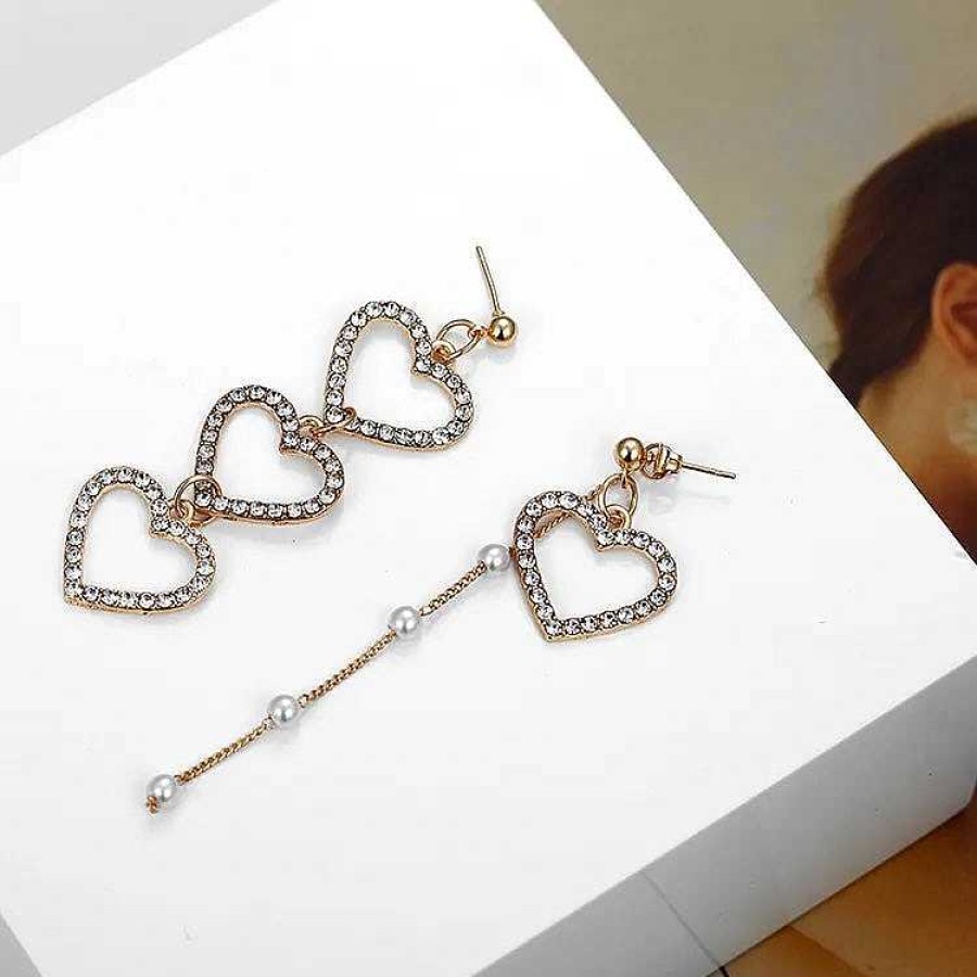 Earrings Salty | Mis Match Heart Long Drop Earrings