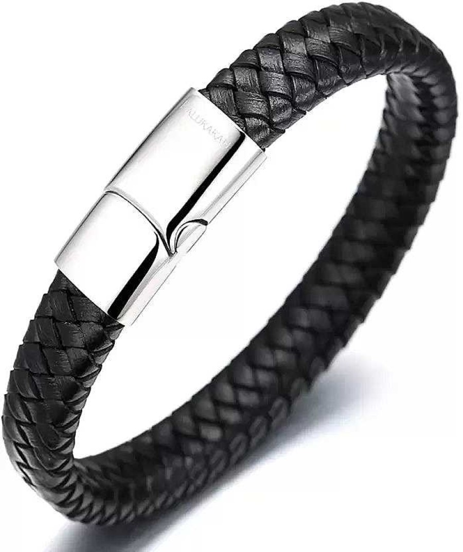 Mens Bracelets Salty | Avrum Black Leather Bracelet