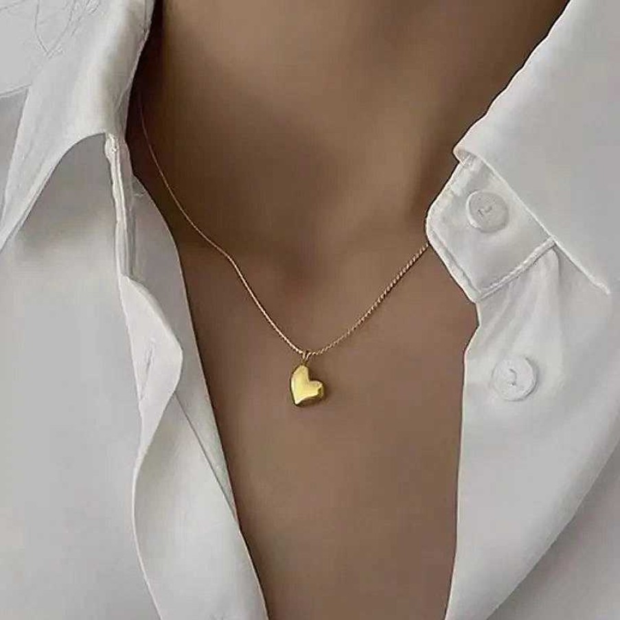 Necklaces Salty | Heart Whispers Golden Necklace