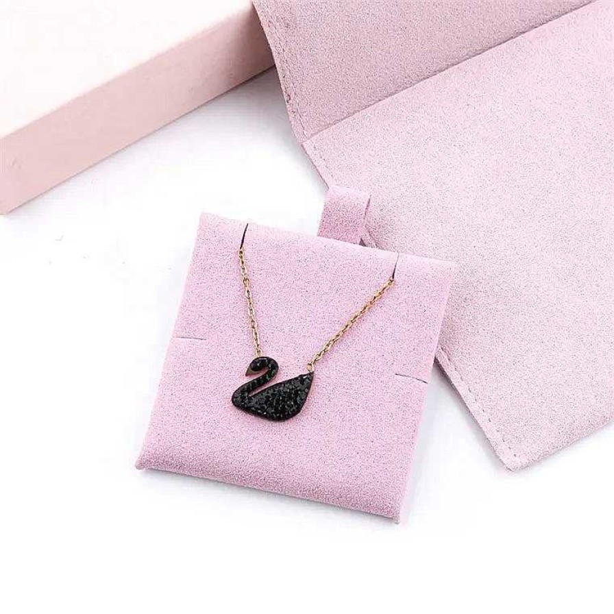 Necklaces Salty | Black Night Studded Swan Necklace