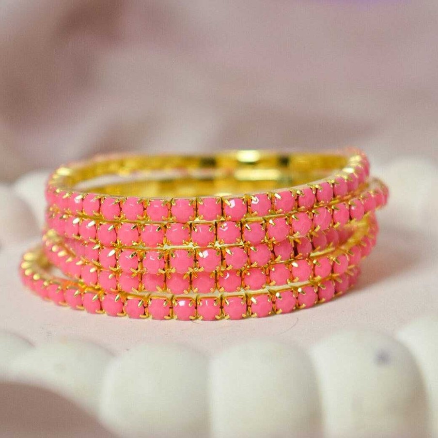 Bracelets Salty | Set Of 5 Pretty Pink Stackable Bands