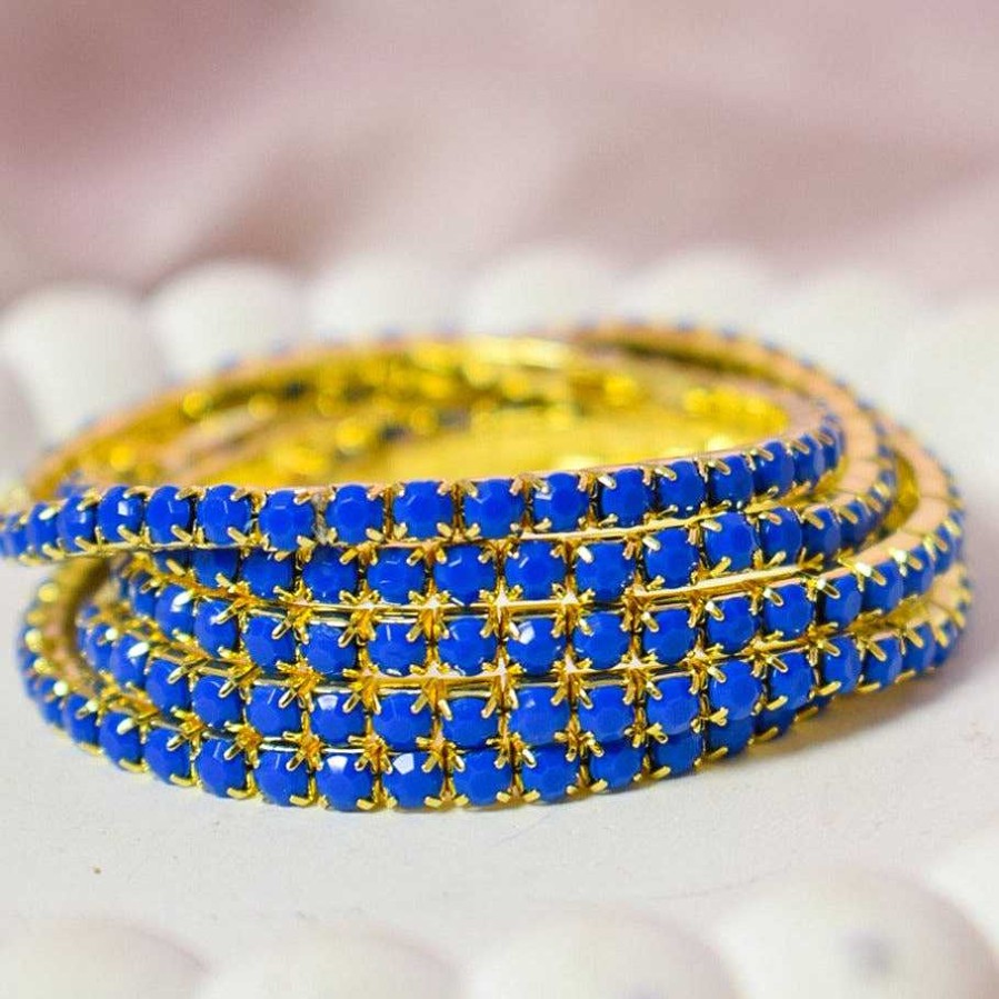 Bracelets Salty | Set Of 5 Blue Zircon Stackable Bands