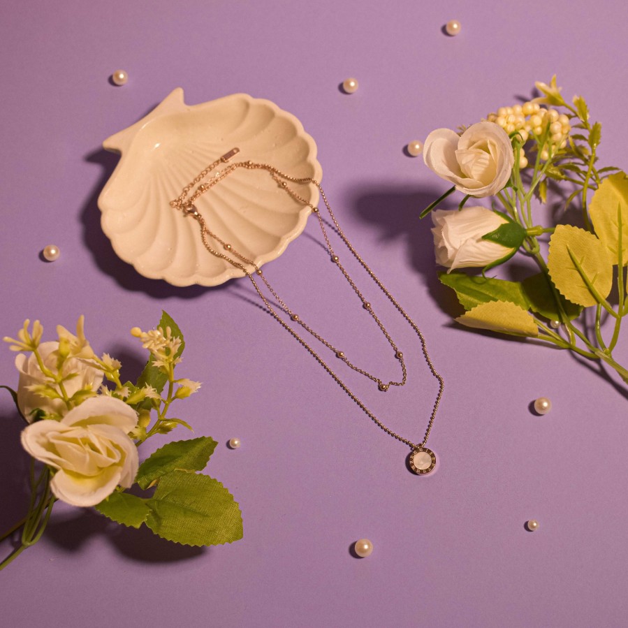 Necklaces Salty | Silken Sheen Rose Gold Necklace