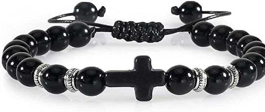 Mens Bracelets Salty | Taur Black Beaded Bracelet