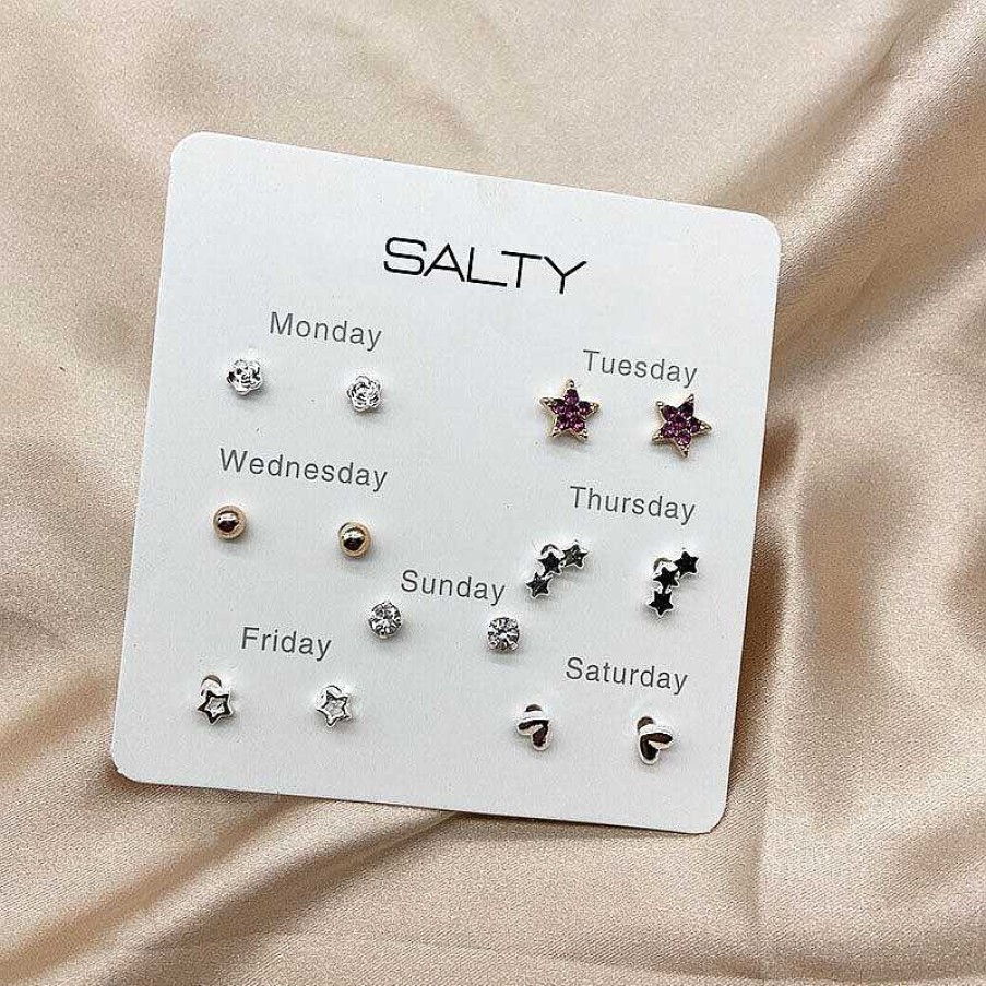 Earrings Salty | Starry Weekly 7 Stud Earrings Set