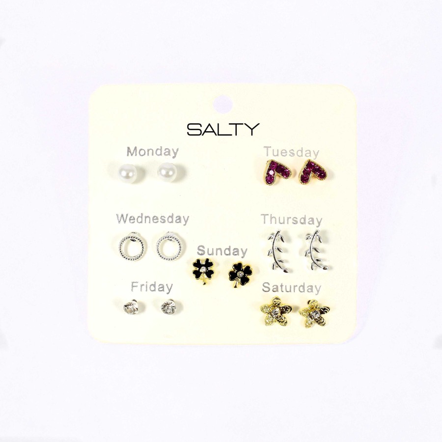 Earrings Salty | Flowers Weekly 7 Stud Earrings Set