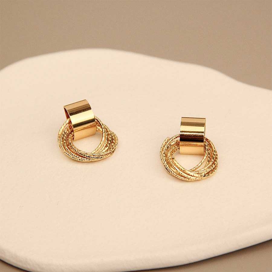 Earrings Salty | Multi Circle Ring Dangle Gold Stud Earrings